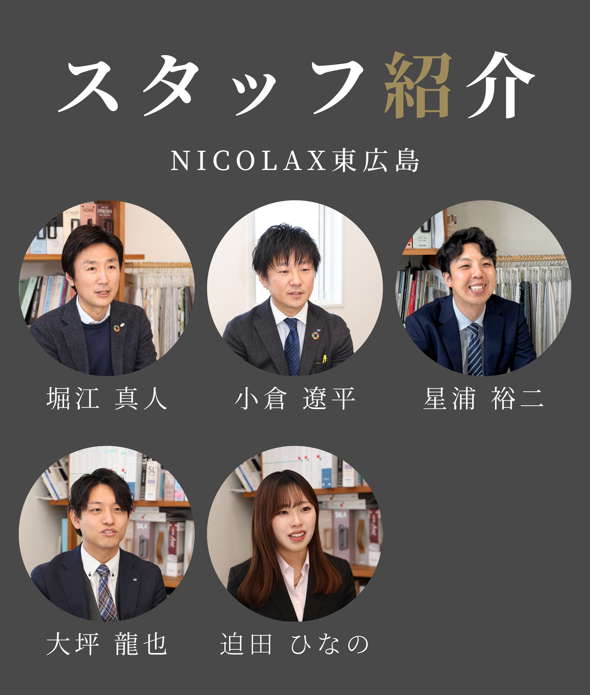 スタッフ紹介
堀江真人、小倉遼平、星浦裕二、大坪龍也、迫田ひなの